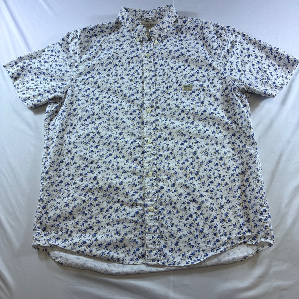 Denim & Supply Ralph Lauren Mens XL Floral Button Down Shirt Blue White Cotton